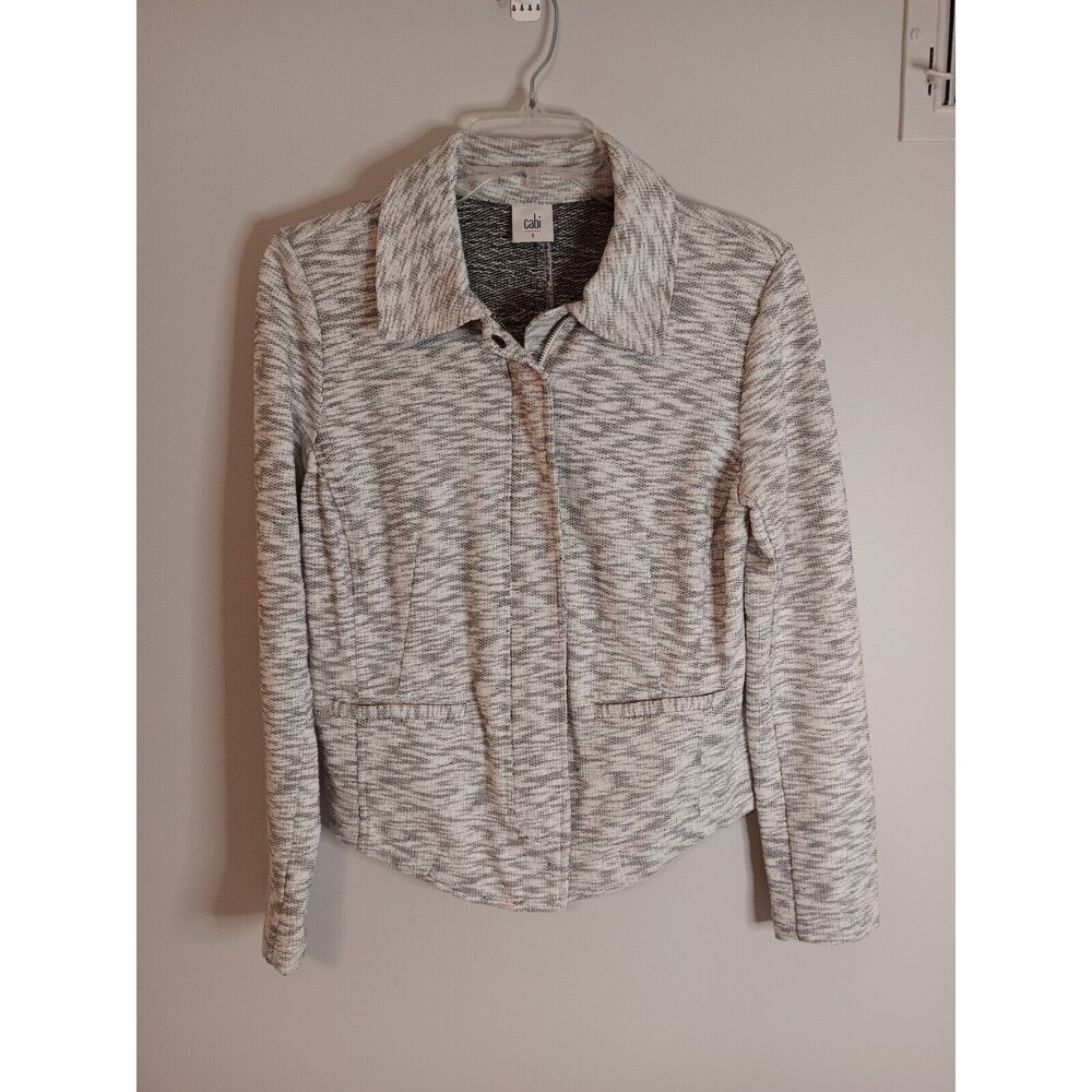 Cabi Neo Moto Jacket Sweater Heathered Gray Zip Up Cotton Style 5102 Size Small